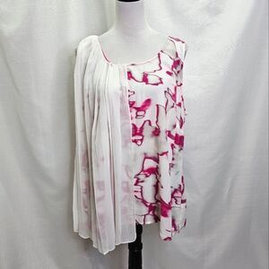 Lane Bryant 6th & Ln Pink Abstract Pleated Sleeveless Blouse Size 20